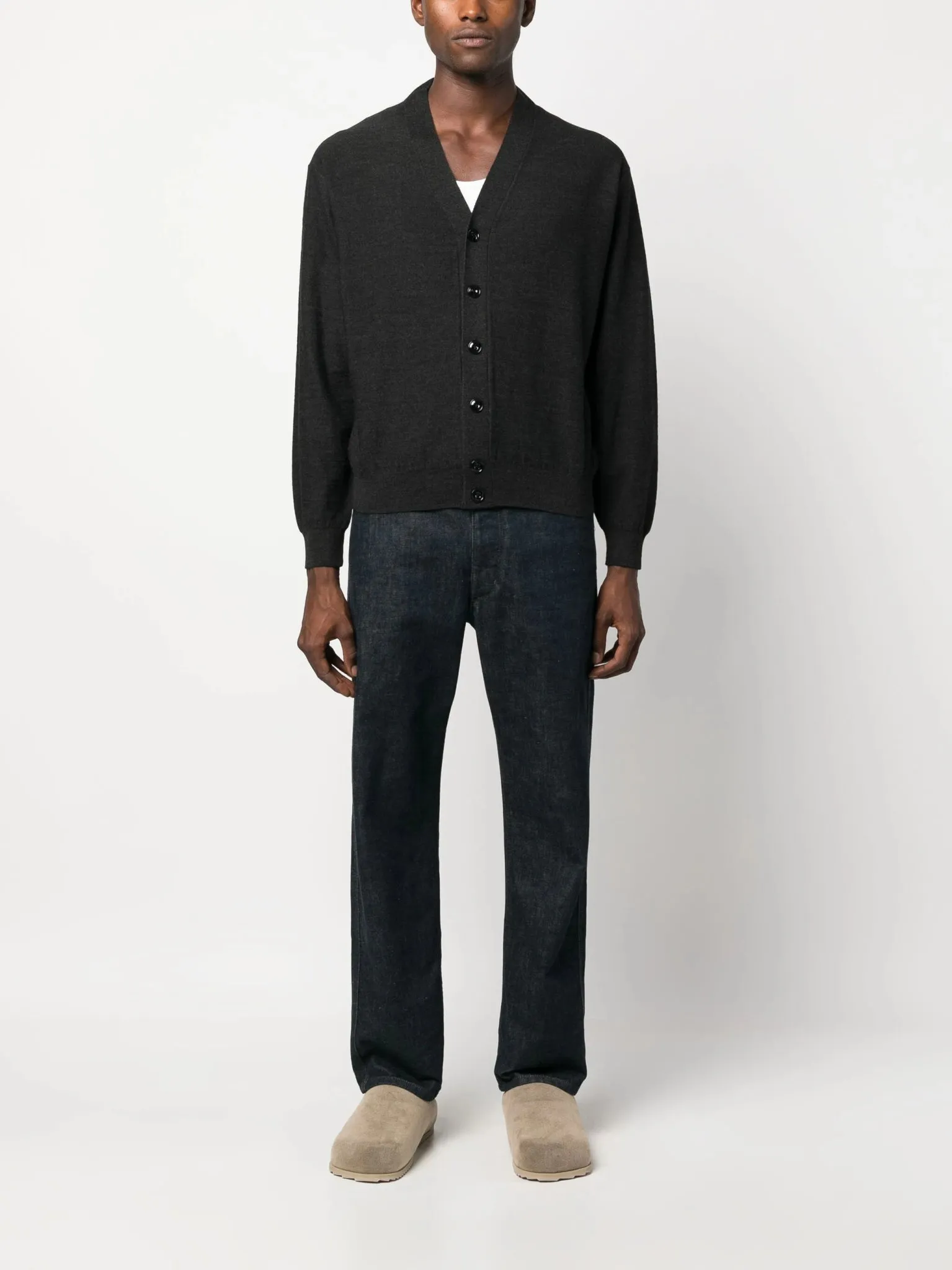 mélange-effect wool blend cardigan