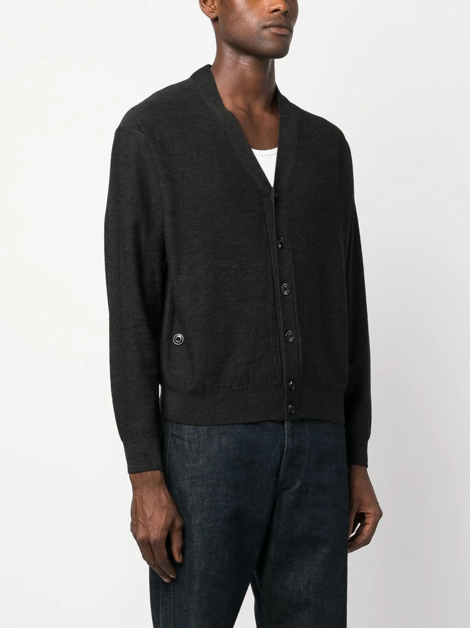 mélange-effect wool blend cardigan