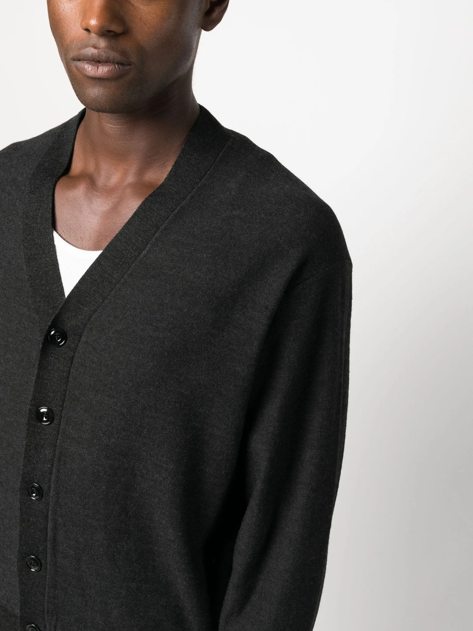 mélange-effect wool blend cardigan