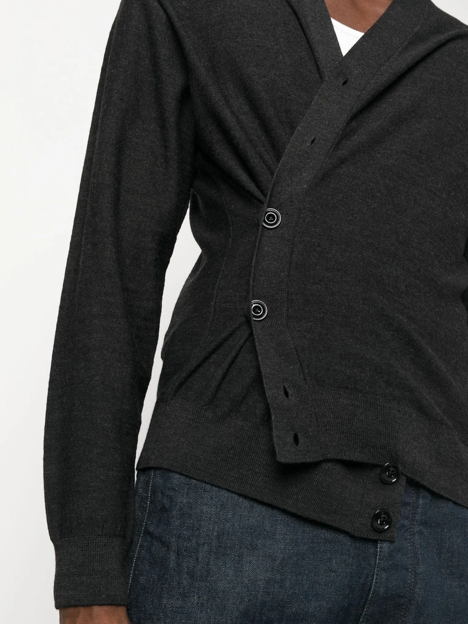 mélange-effect wool blend cardigan