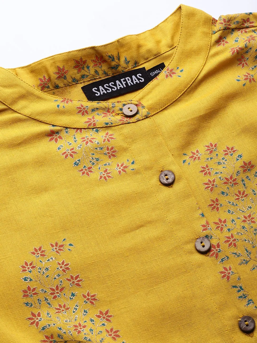 Mustard Paisely Drawstring Dress