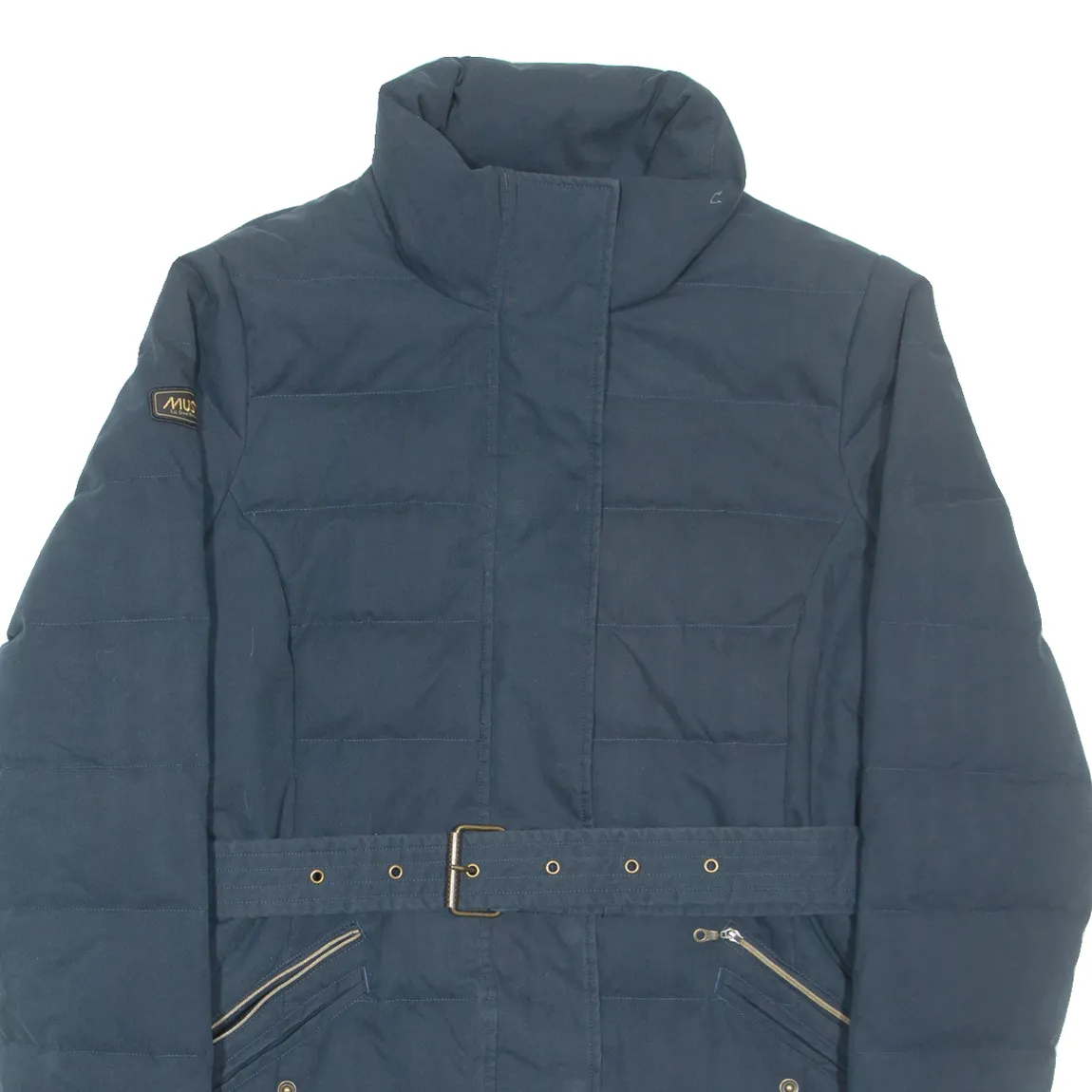MUSTO Belted Womens Overcoat Coat Blue UK 16