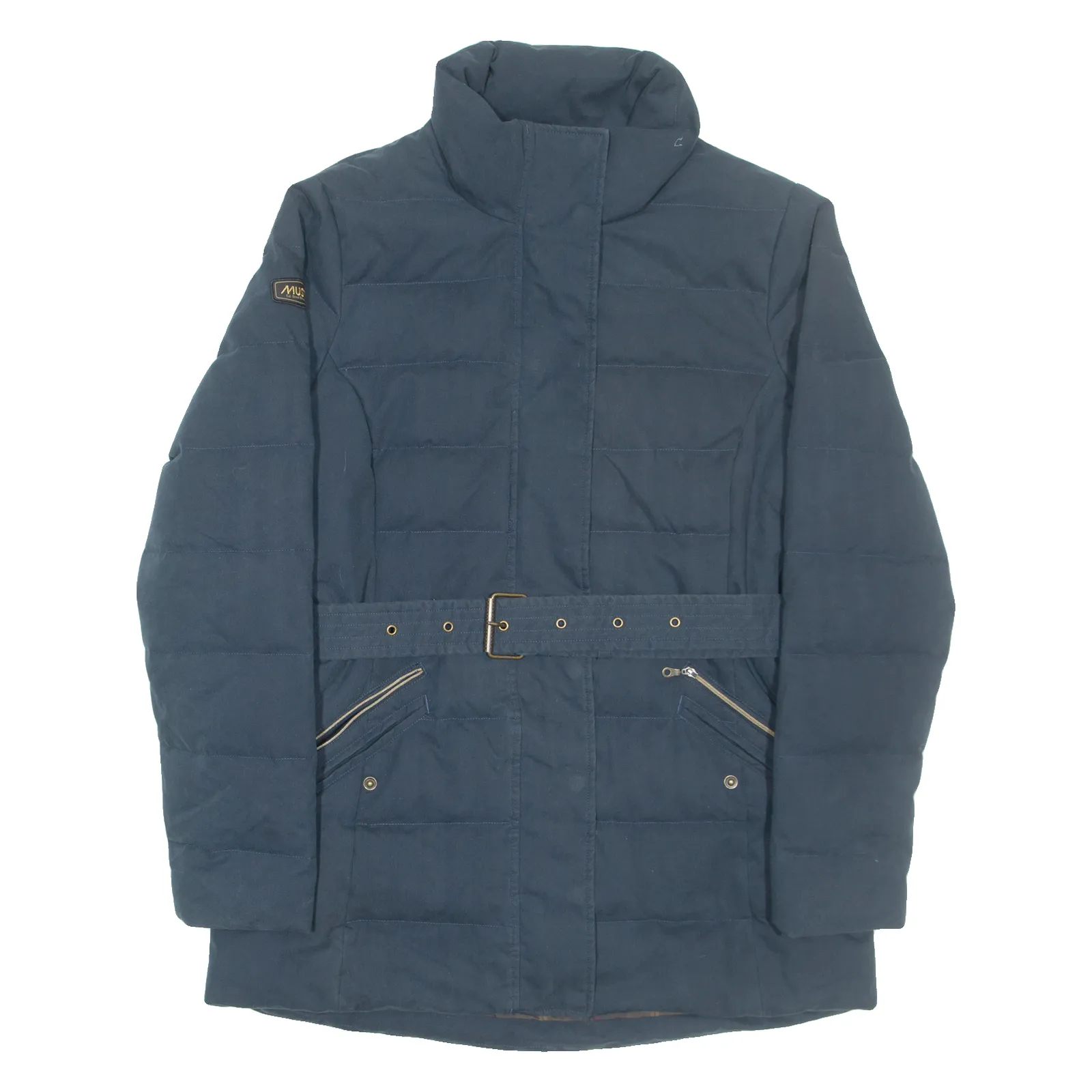 MUSTO Belted Womens Overcoat Coat Blue UK 16