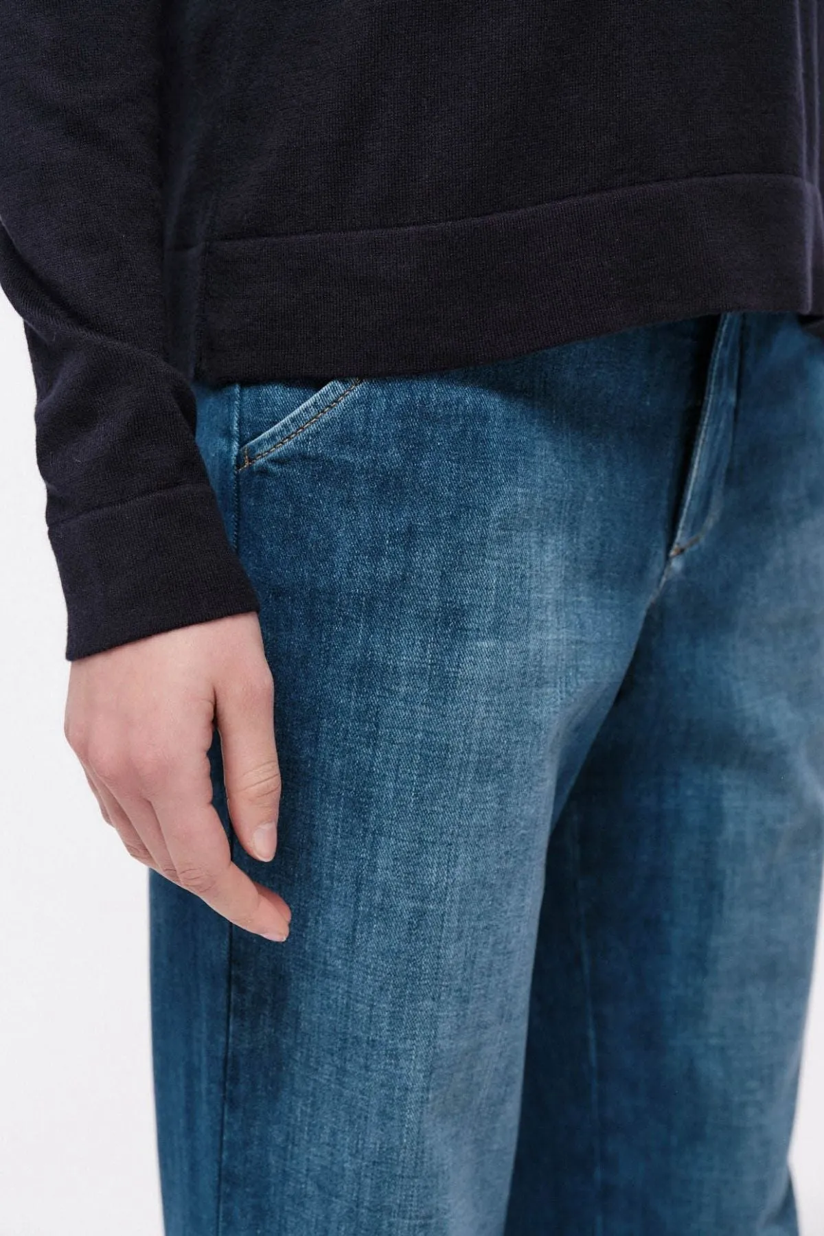 Navy Boat Neck Sweater Lanius