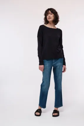 Navy Boat Neck Sweater Lanius