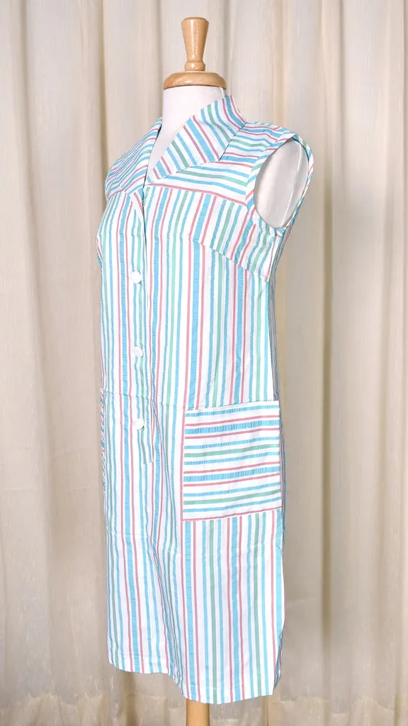 NWOT Vintage 1960s Blue Striped Dress