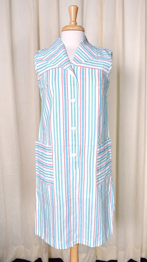 NWOT Vintage 1960s Blue Striped Dress