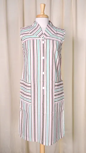 NWOT Vintage 1960s Brown Striped Dress