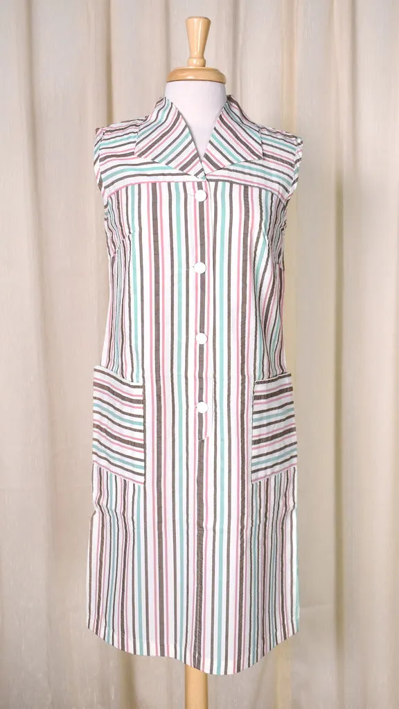 NWOT Vintage 1960s Brown Striped Dress