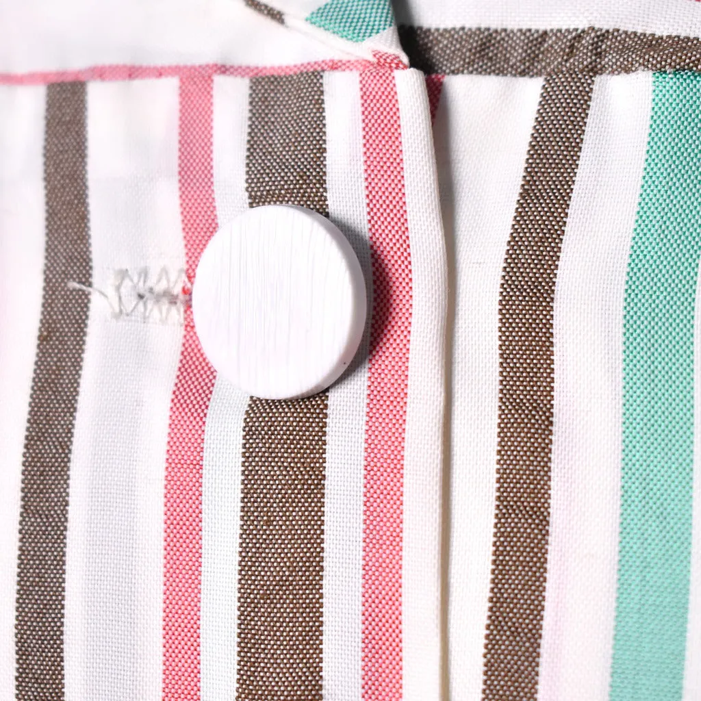 NWOT Vintage 1960s Brown Striped Dress