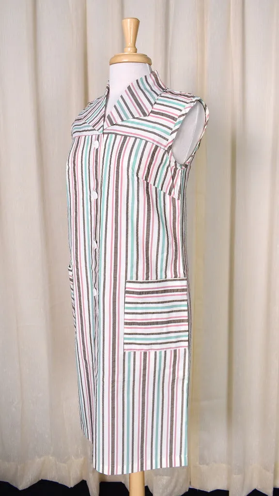 NWOT Vintage 1960s Brown Striped Dress