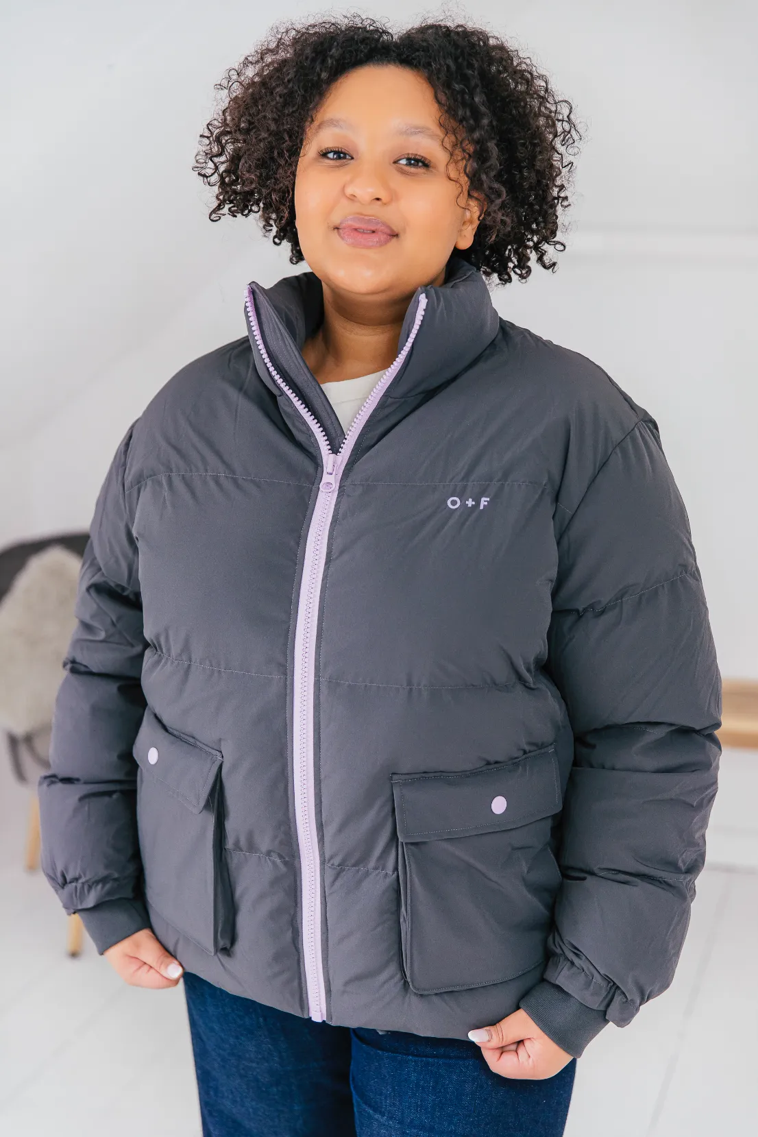 O&F Charcoal Grey Puffer Jacket