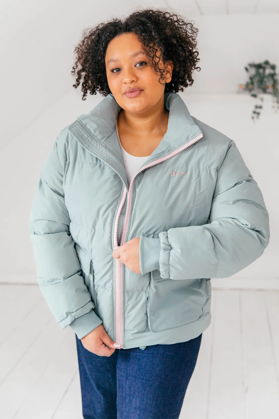 O&F Sage Green Puffer Jacket