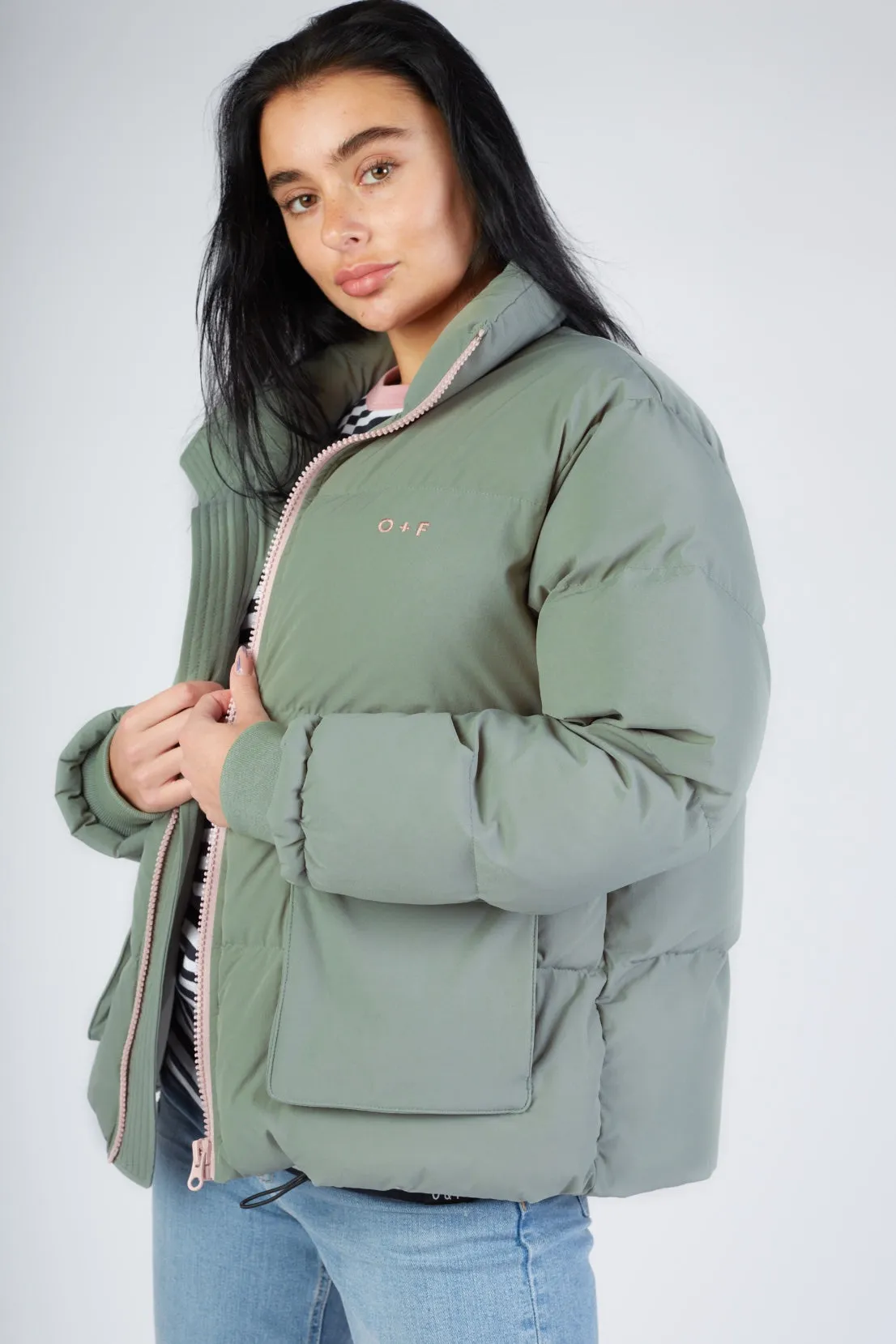 O&F Sage Green Puffer Jacket