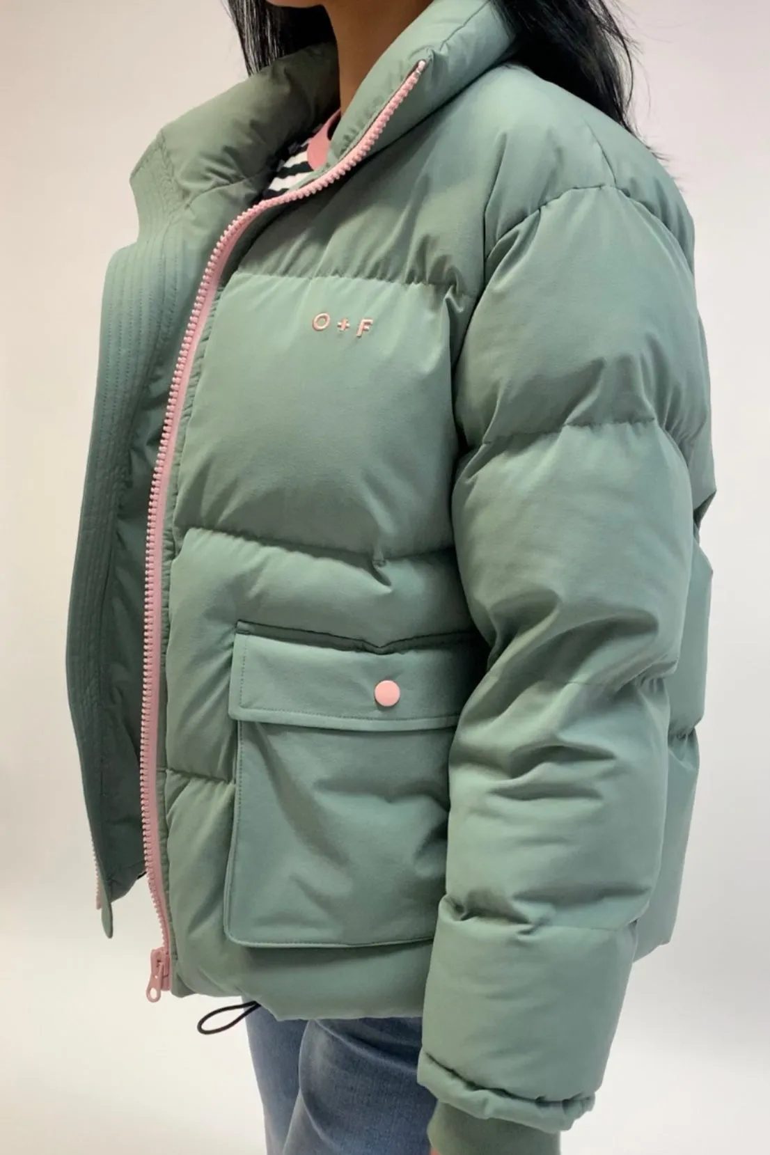O&F Sage Green Puffer Jacket