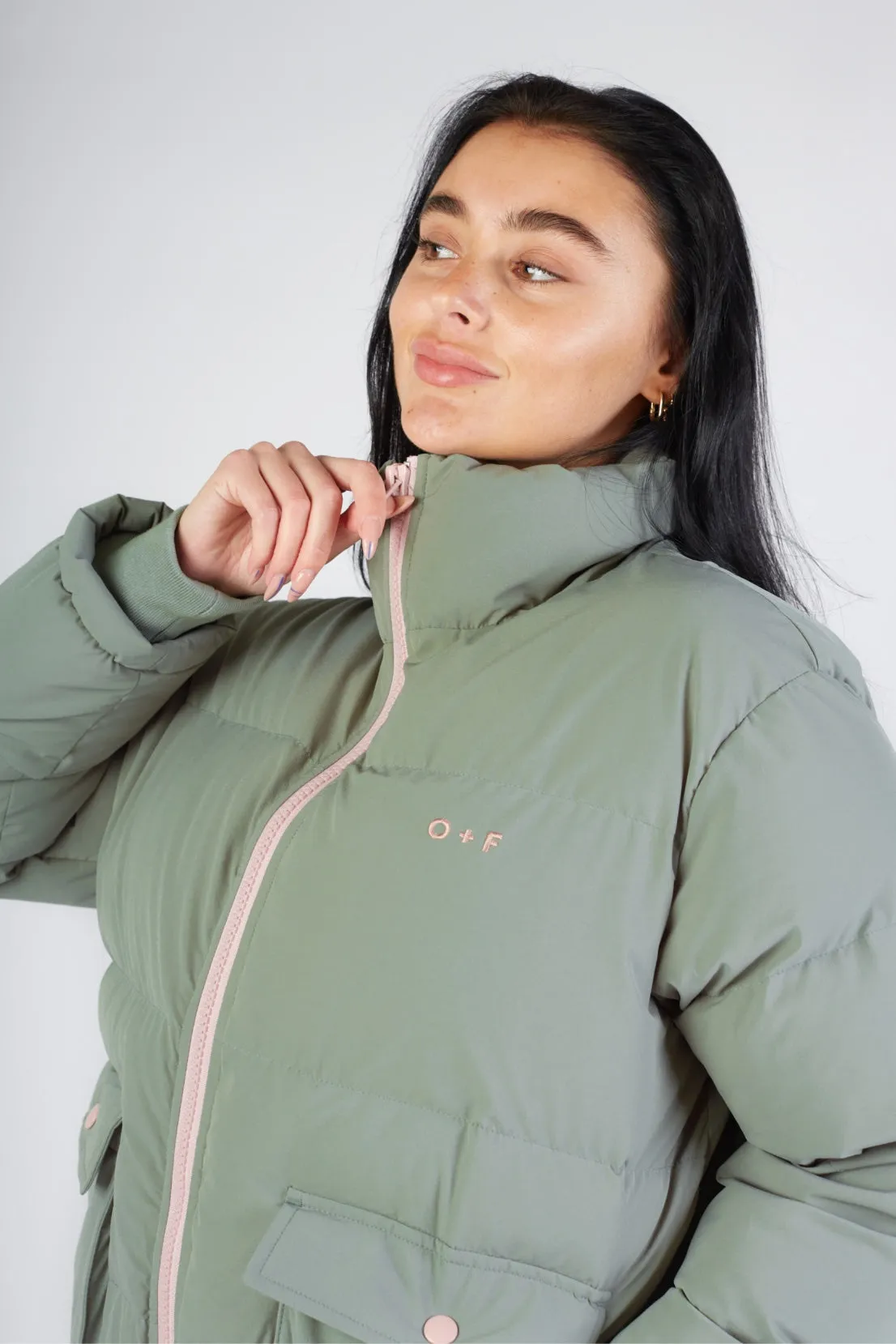 O&F Sage Green Puffer Jacket