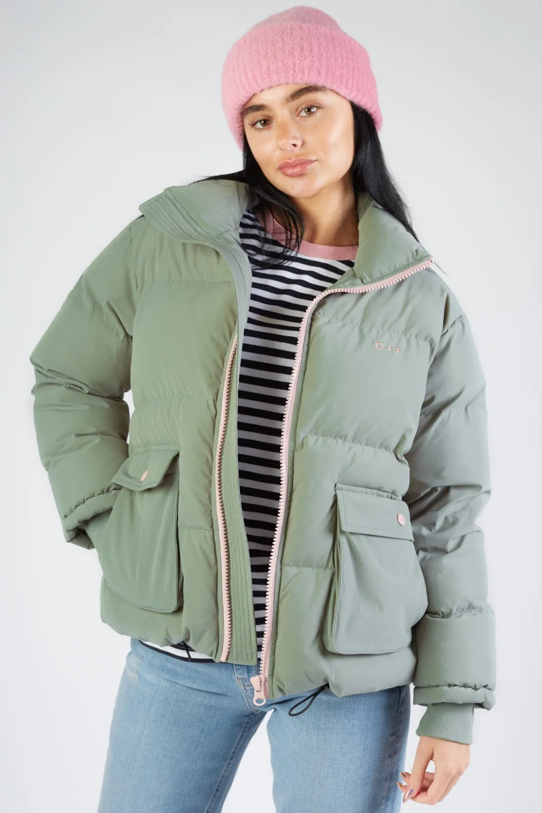 O&F Sage Green Puffer Jacket