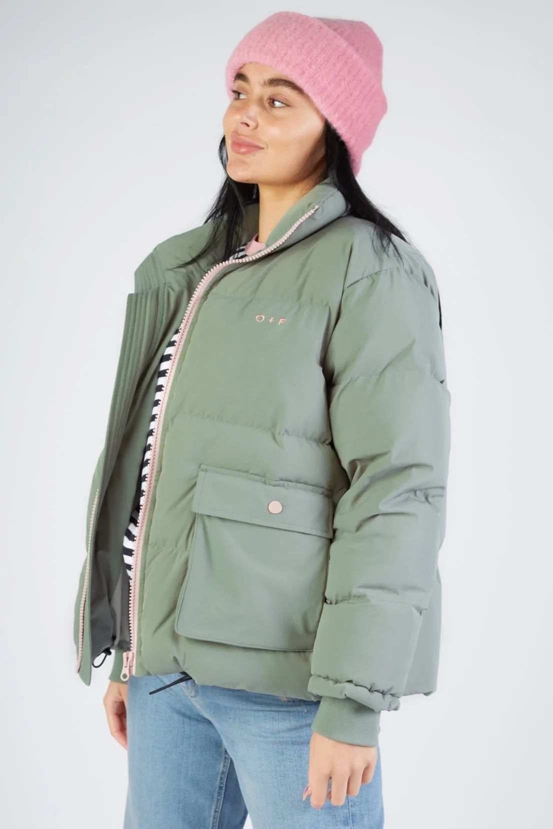 O&F Sage Green Puffer Jacket