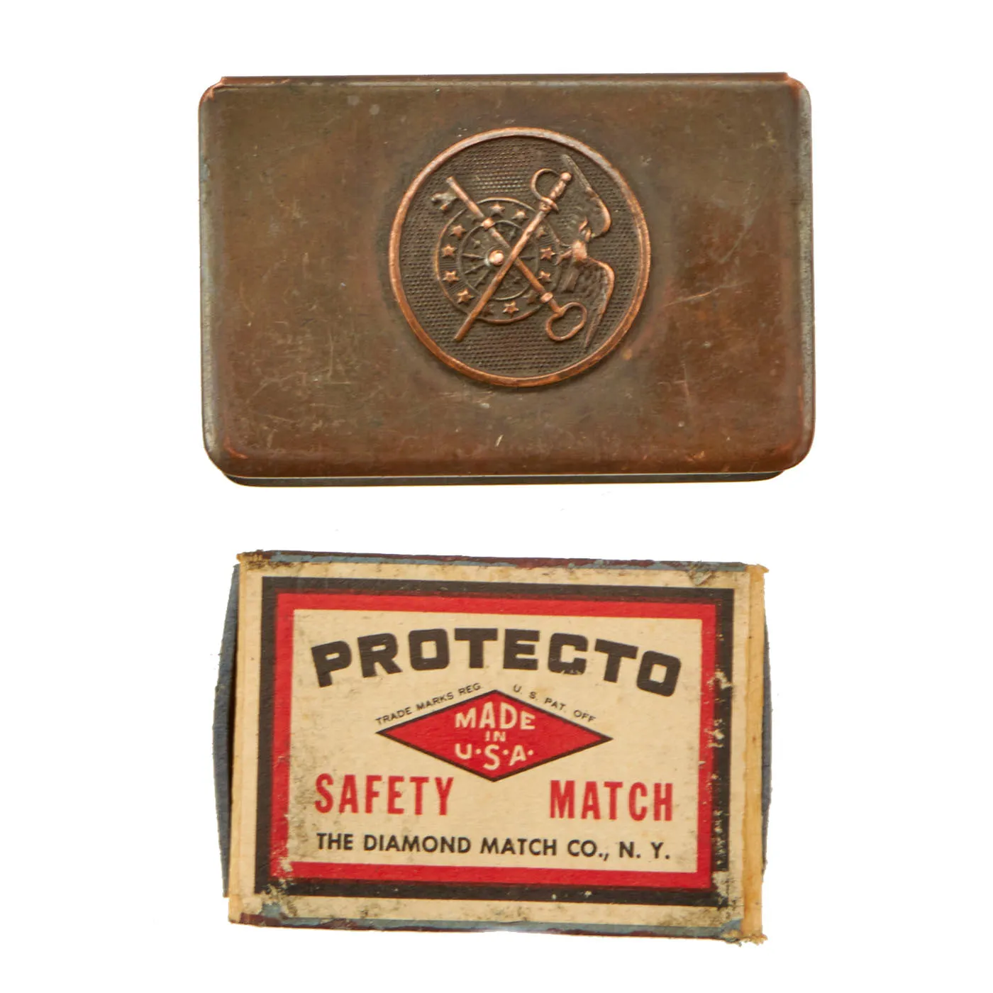 Original WWI Trench Art Match Safe Collection - German French U.S.
