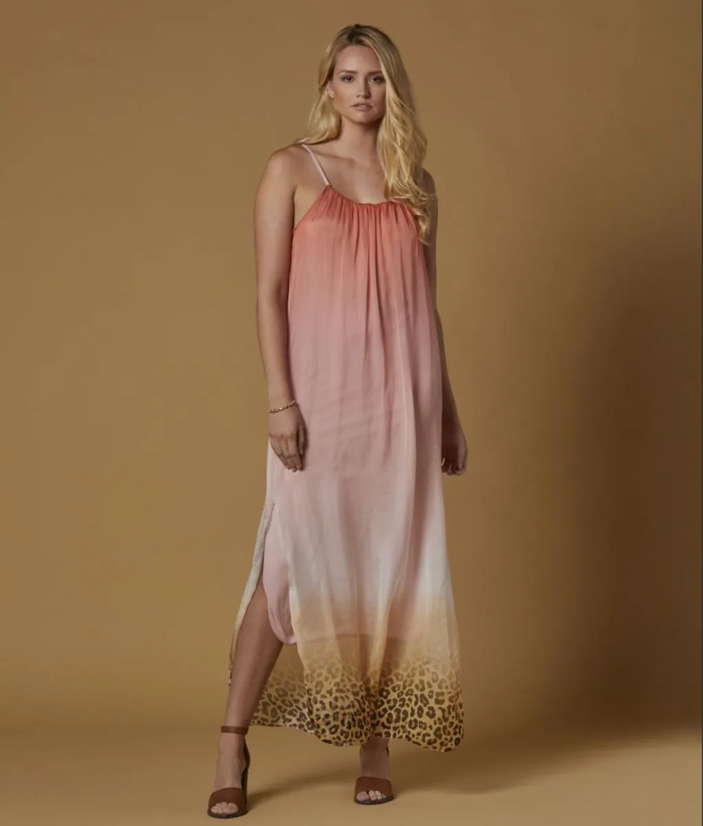 Pink Bebe Italian Silk Maxi Dress