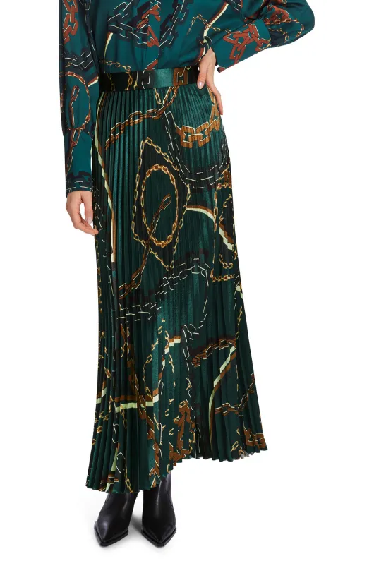 Pleated Skirt With Chain Print