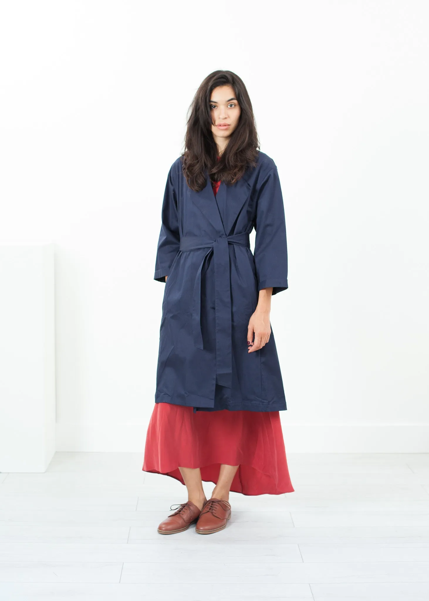 Sateen Trench in Navy - Less Choice