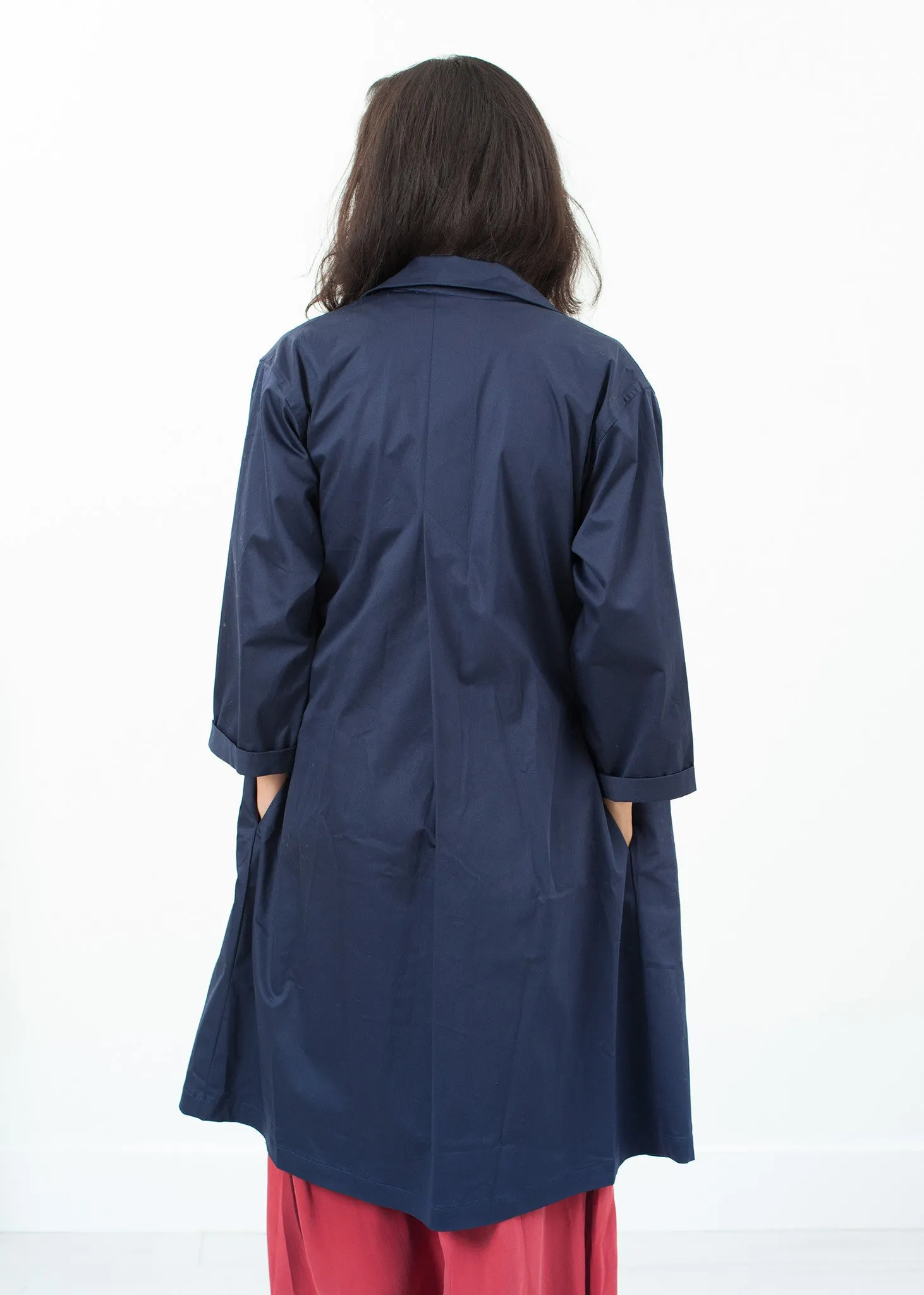 Sateen Trench in Navy - Less Choice