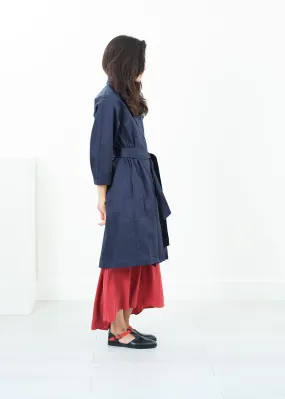 Sateen Trench in Navy - Less Choice