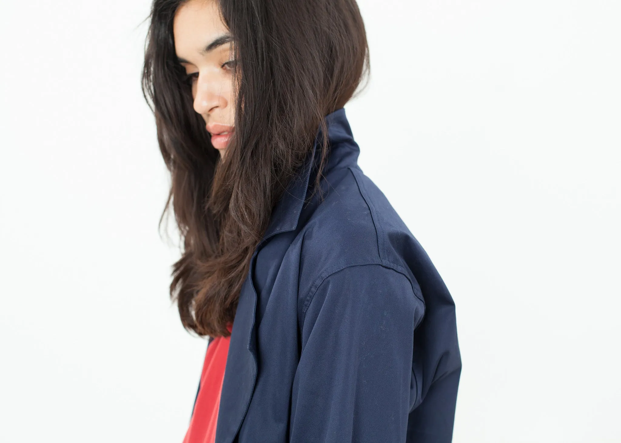 Sateen Trench in Navy - Less Choice