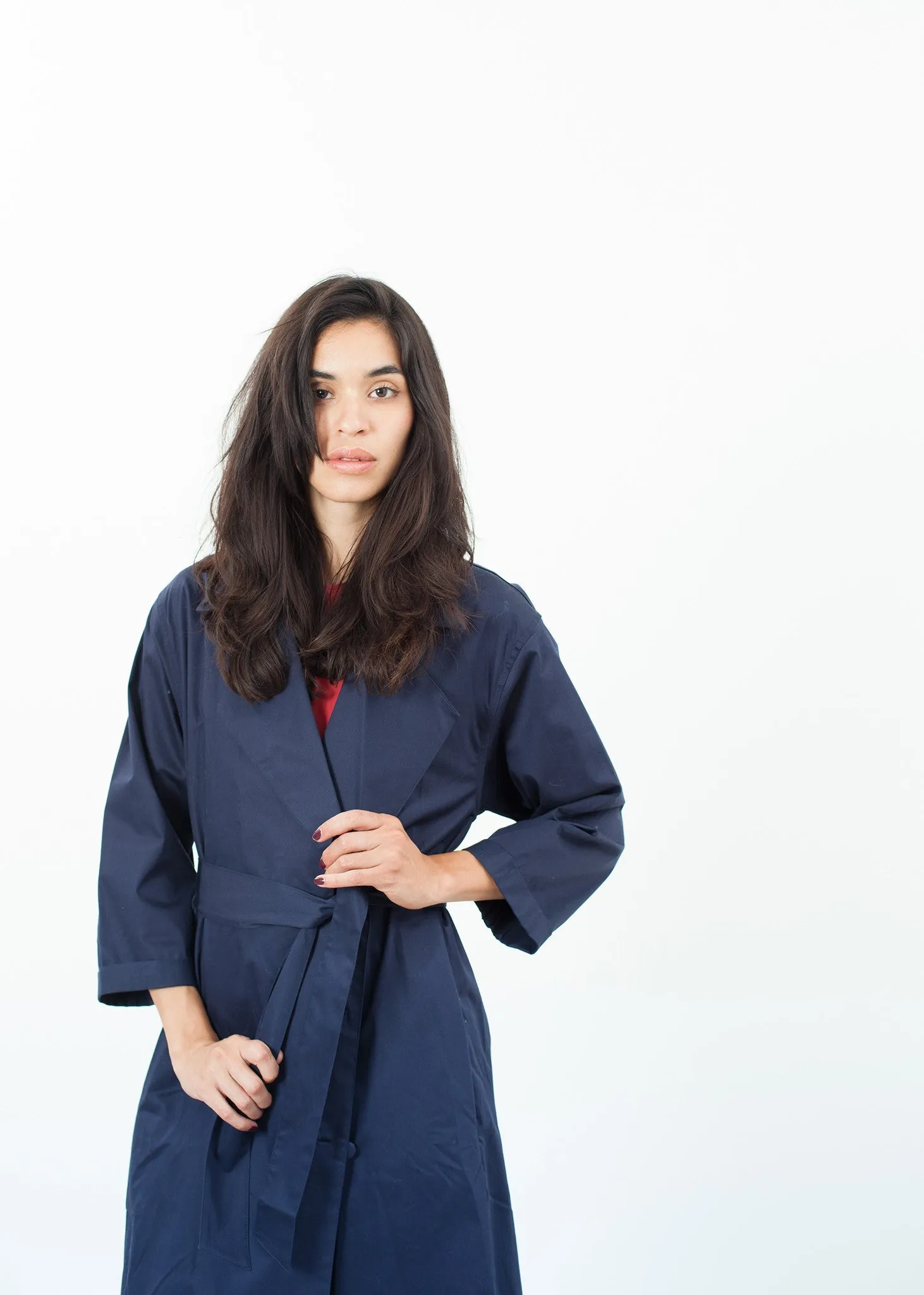 Sateen Trench in Navy - Less Choice