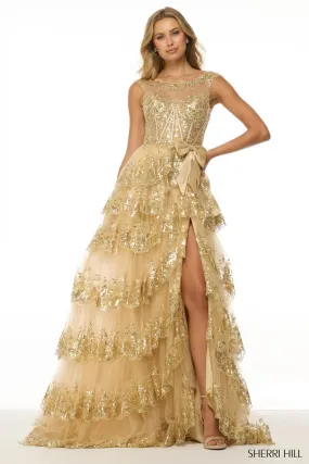 Sherri Hill Cap Sleeve Ruffle Prom Dress 57000