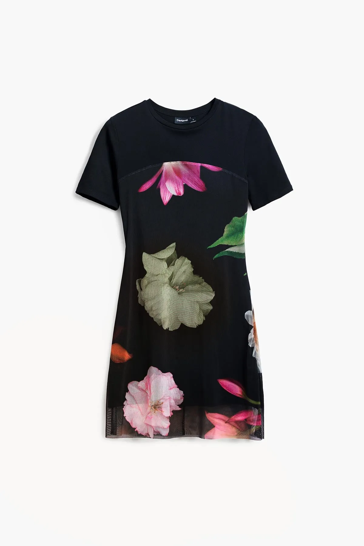 Short Dress With Combined Flowers