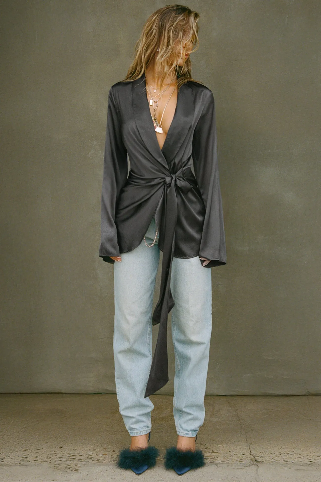 Silk Wrap Blazer