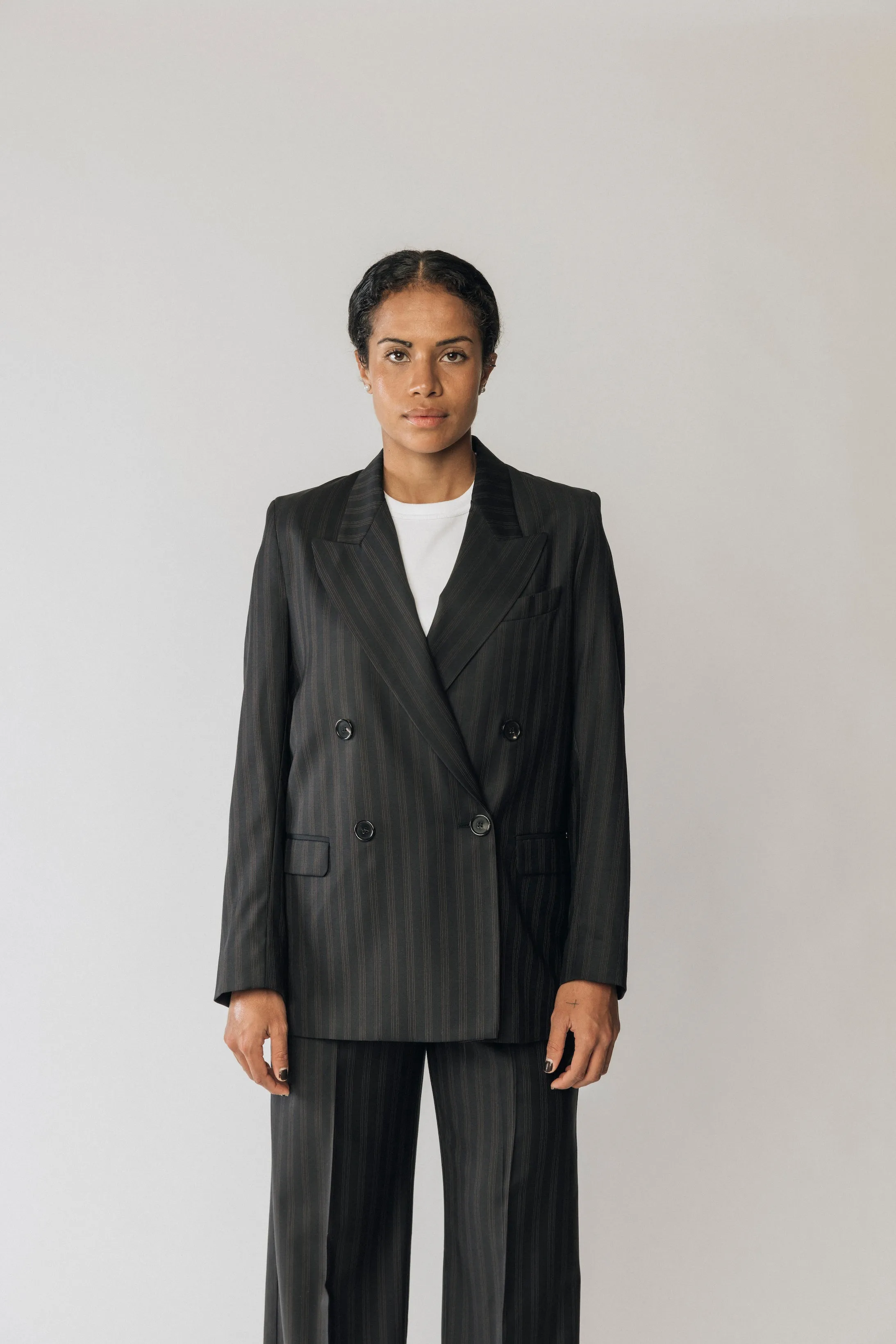 The Matildas Pinstripe Double Breasted Blazer