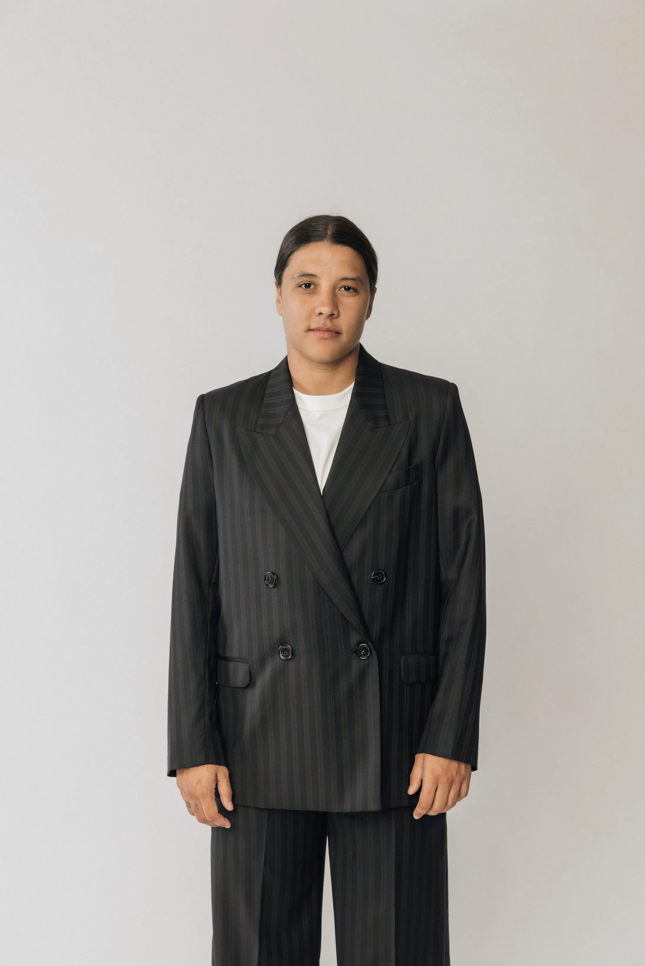 The Matildas Pinstripe Double Breasted Blazer