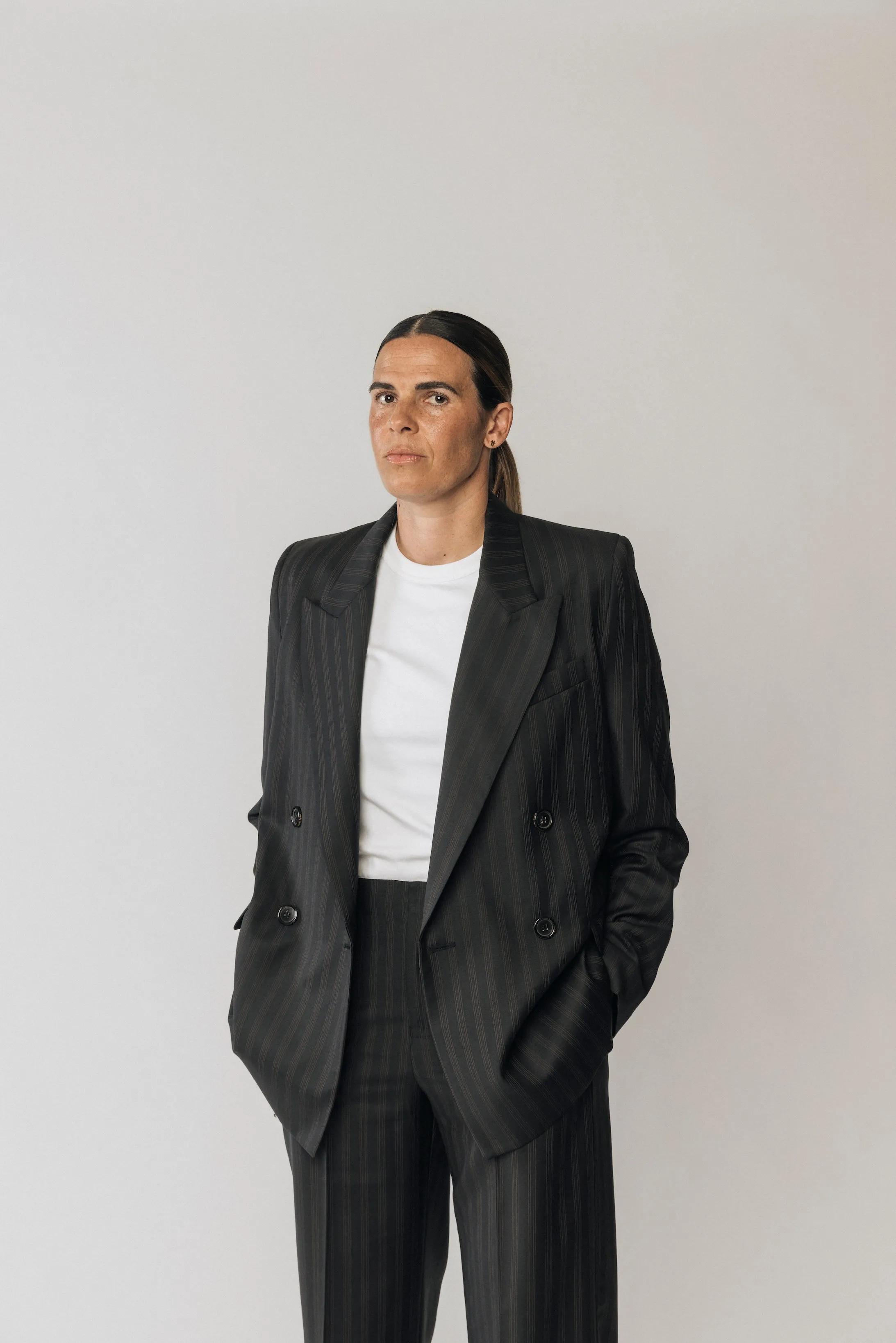 The Matildas Pinstripe Double Breasted Blazer