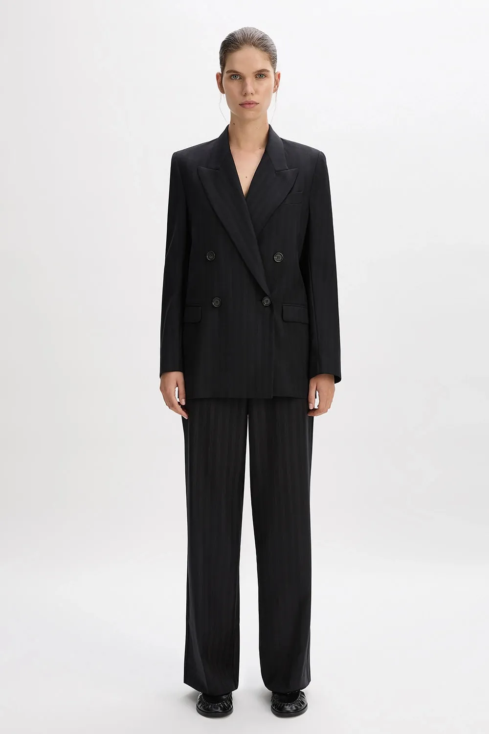 The Matildas Pinstripe Double Breasted Blazer