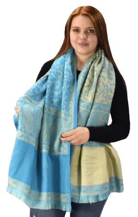 Thick 4 Ply Blanket Scarf Reversible Paisley Pashmina Thick Scarf Wrap Shawl Brown/Tan