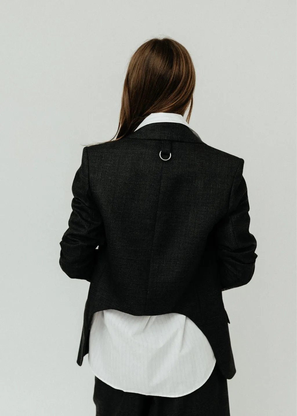 Tibi Adler Glenplaid Double Breasted Blazer with Cutout