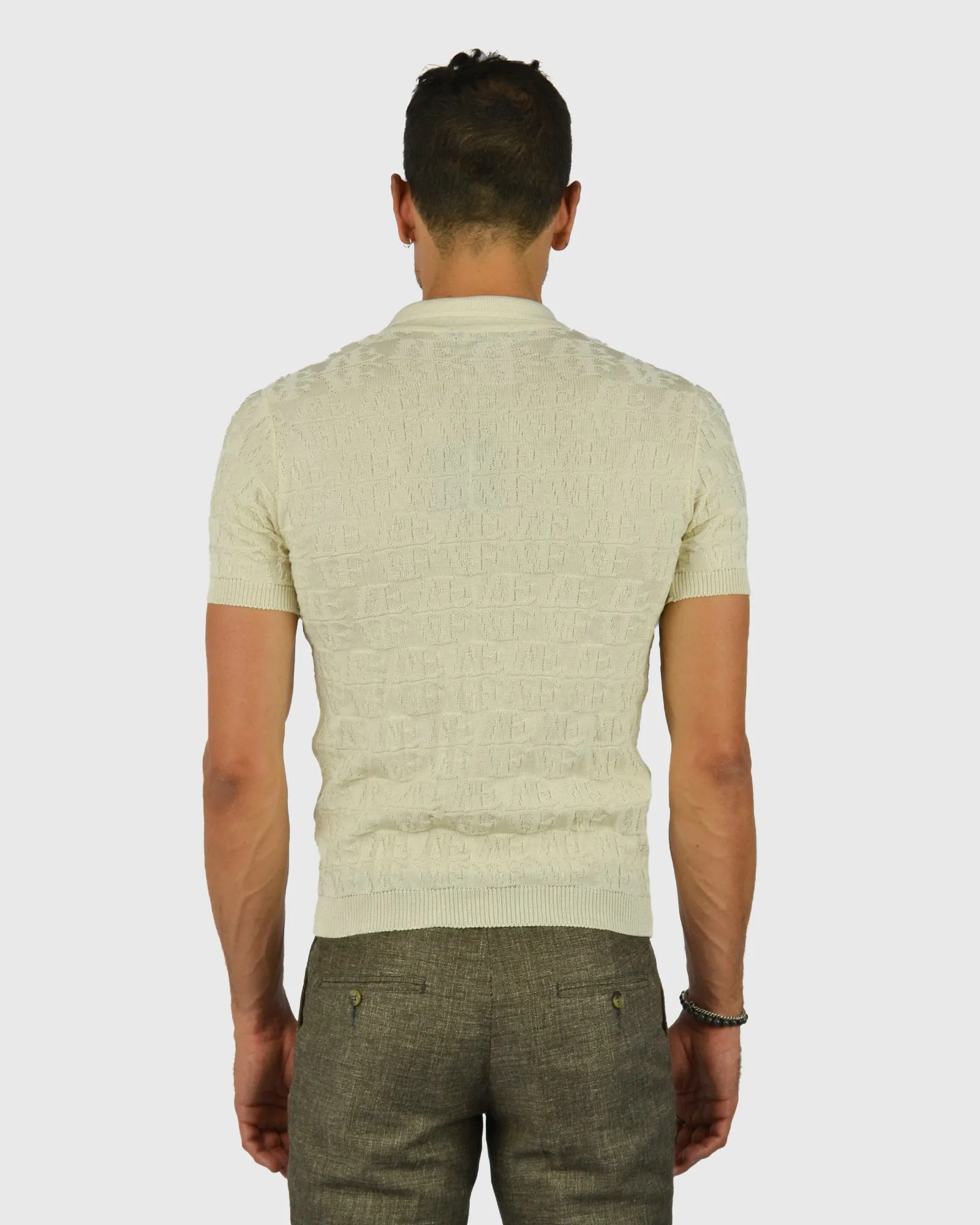 VINCENT & FRANKS S221VF CREAM SS KNITTED POLO