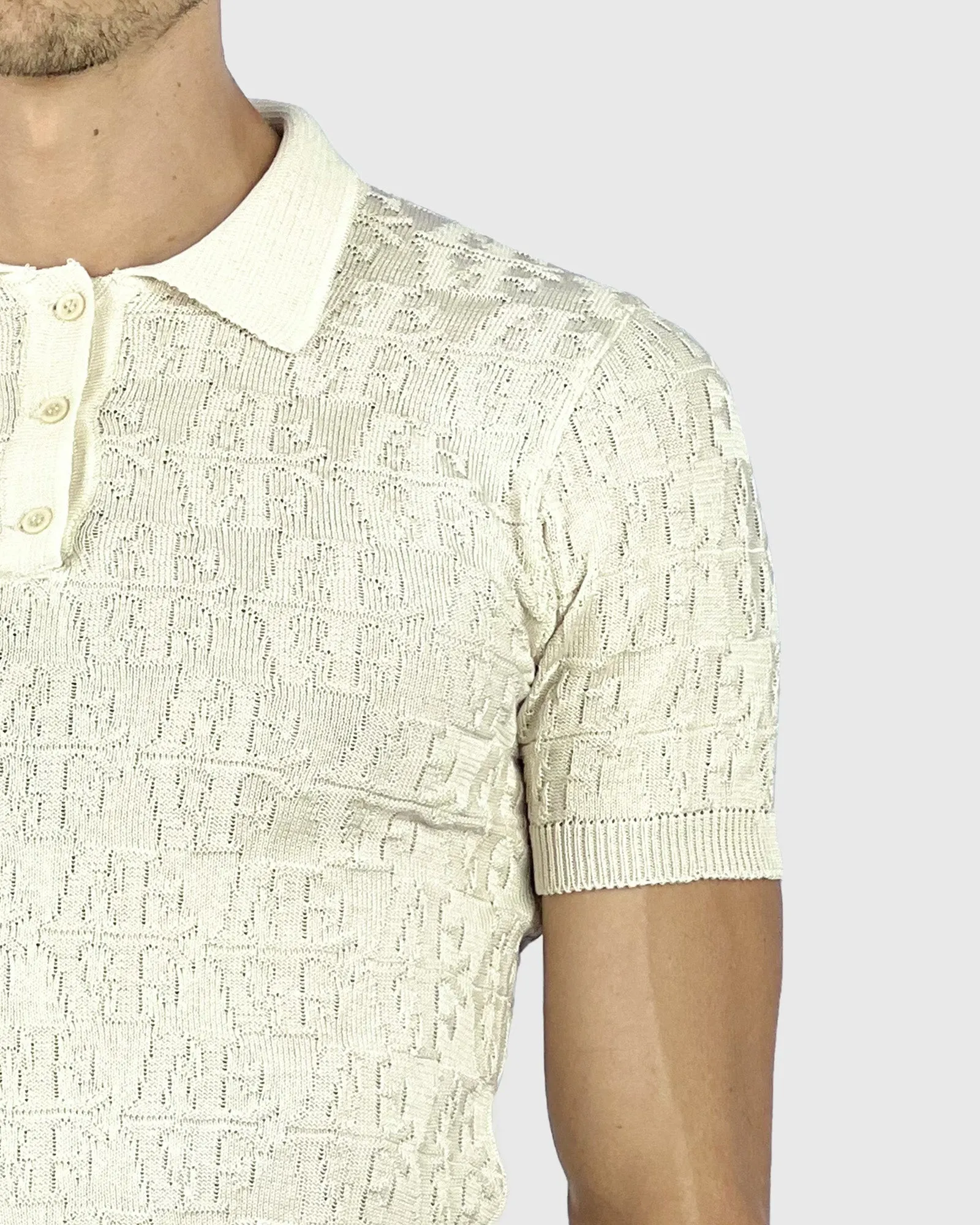 VINCENT & FRANKS S221VF CREAM SS KNITTED POLO
