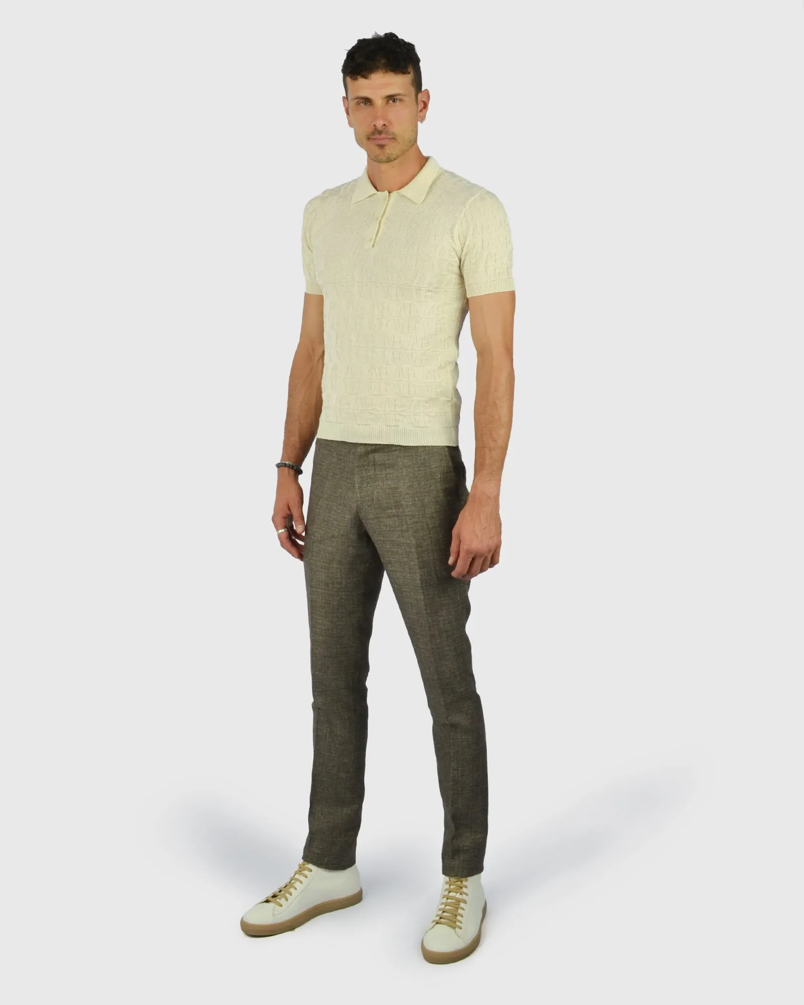 VINCENT & FRANKS S221VF CREAM SS KNITTED POLO