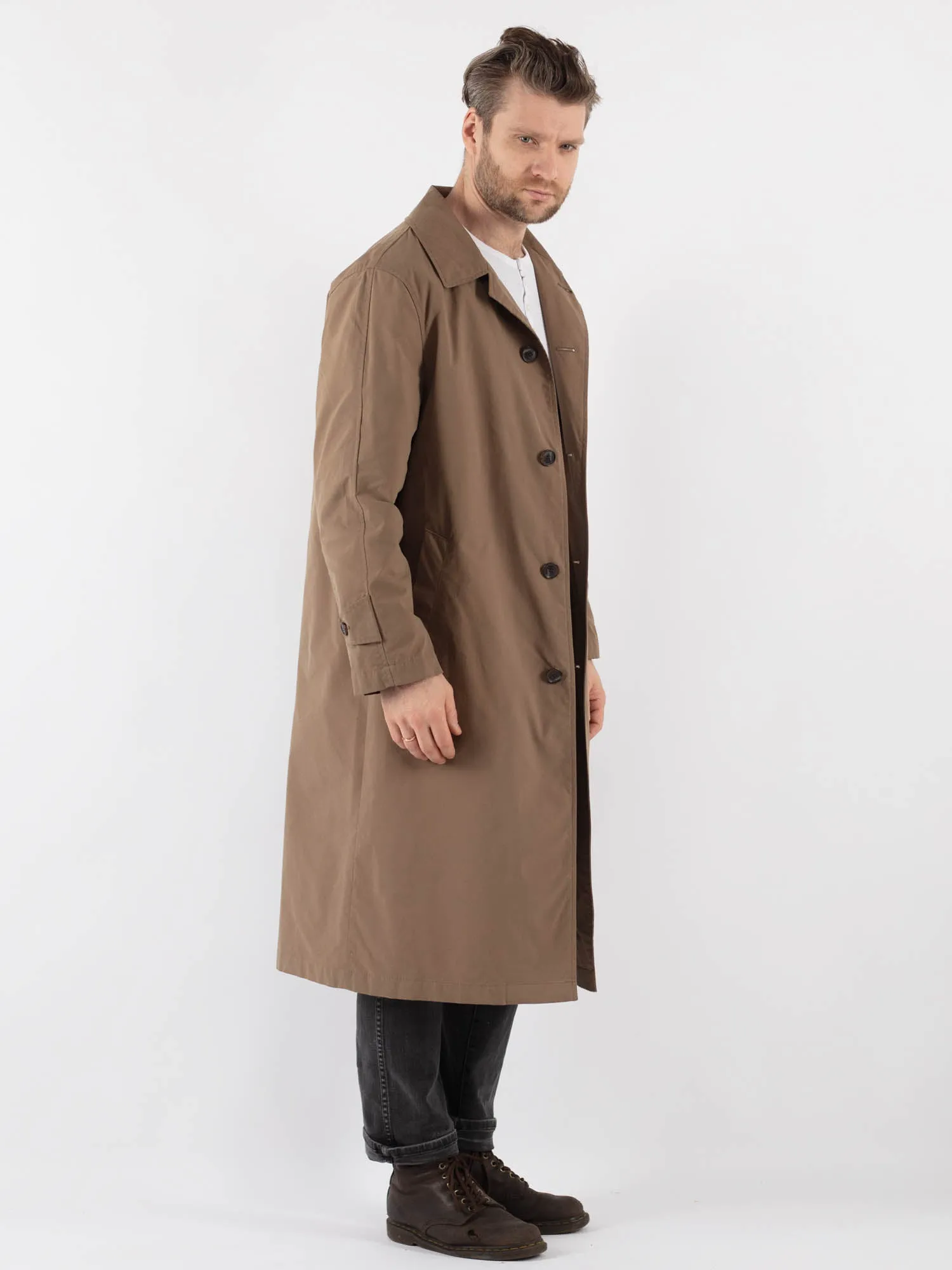 Vintage 00's Men Mac Coat in Beige