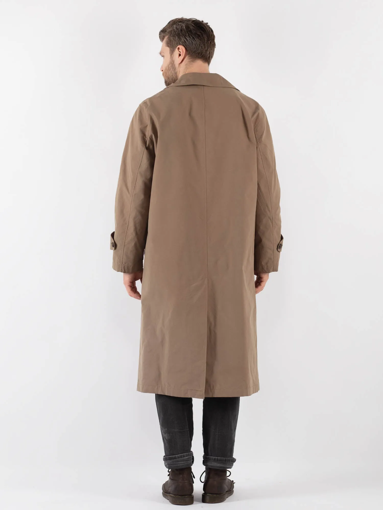 Vintage 00's Men Mac Coat in Beige