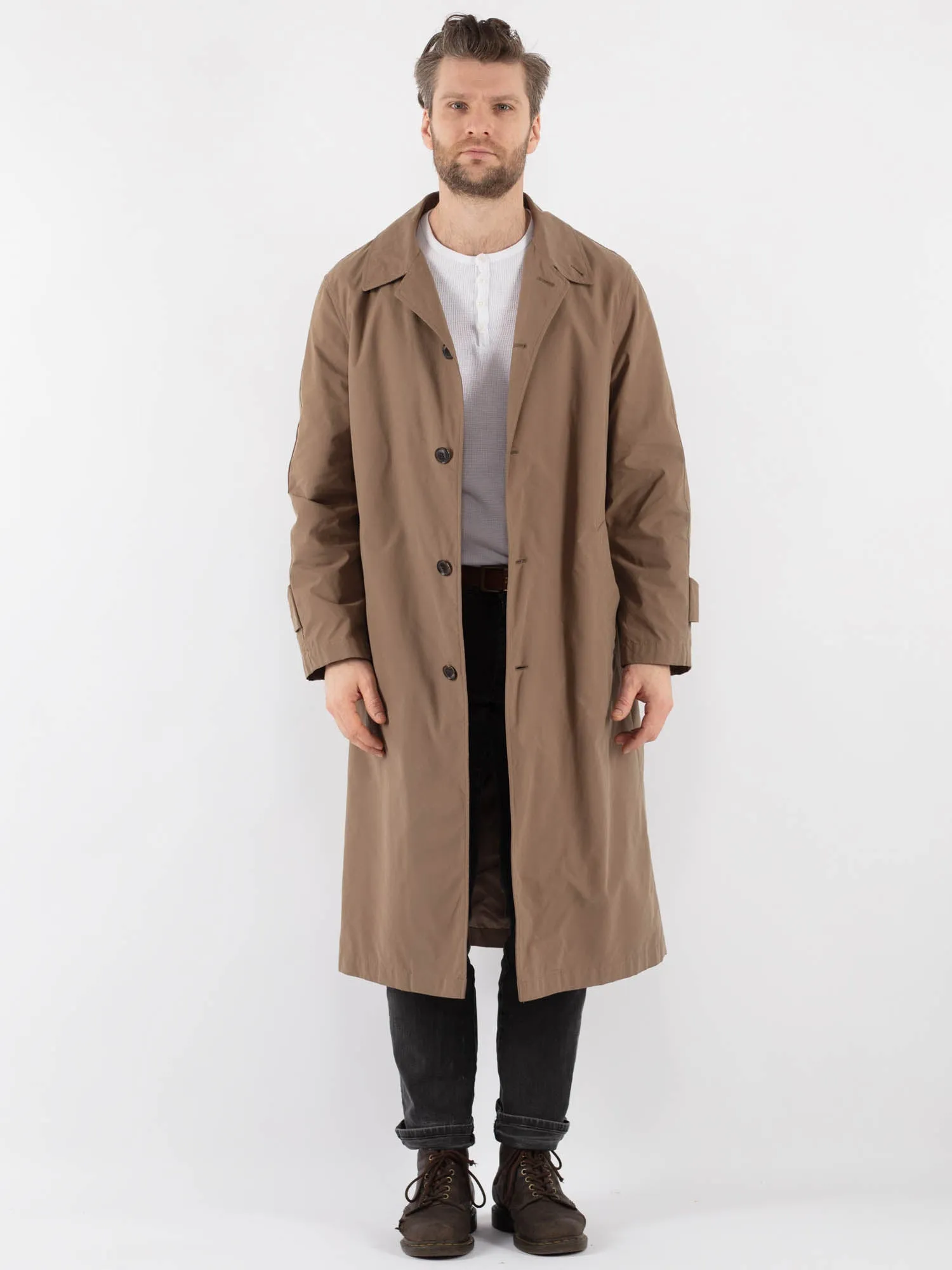 Vintage 00's Men Mac Coat in Beige