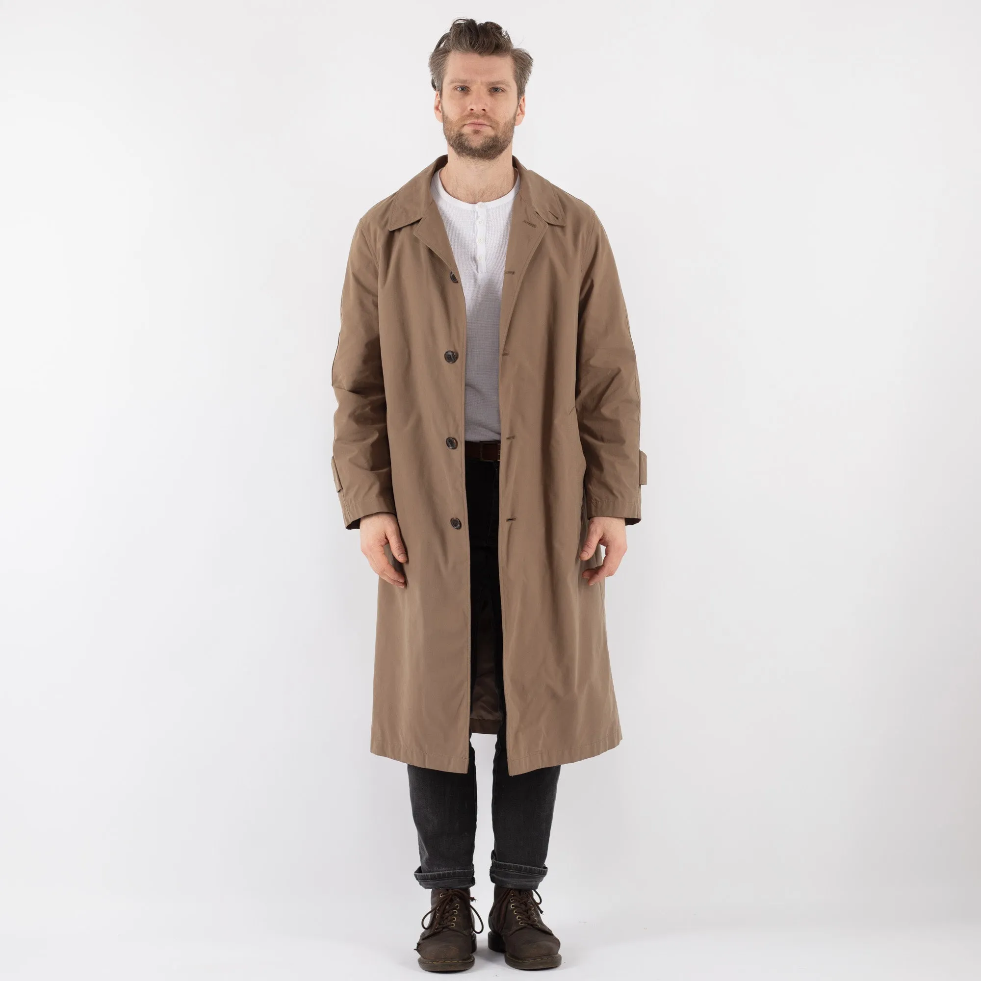 Vintage 00's Men Mac Coat in Beige