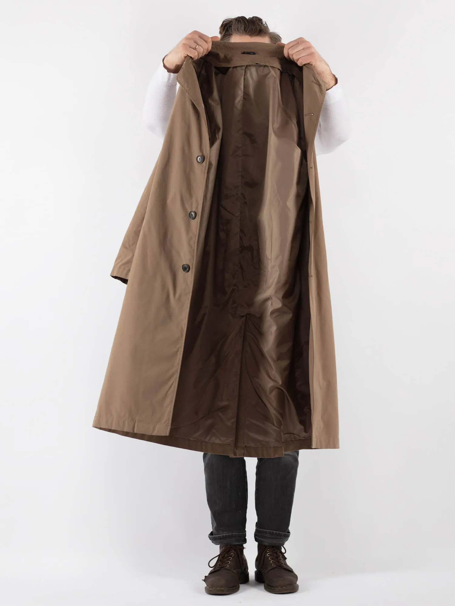 Vintage 00's Men Mac Coat in Beige