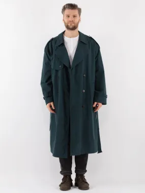 Vintage 70's Men Oversized Trench Coat in Teal Blue