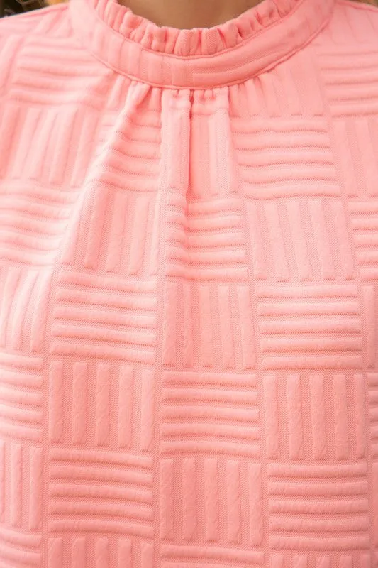 VOY Solid Color Textured Knit Dress in Pink