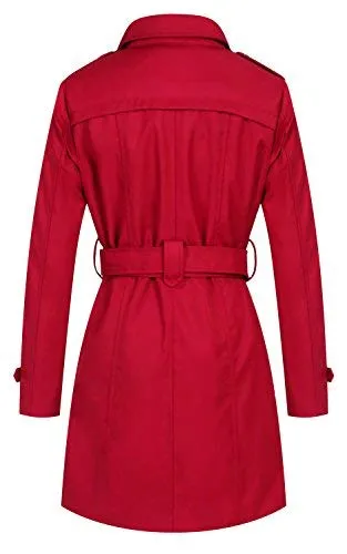 Wantdo Women's Windbreaker Long Trench Coat Lightweight Outerwear Red Medium